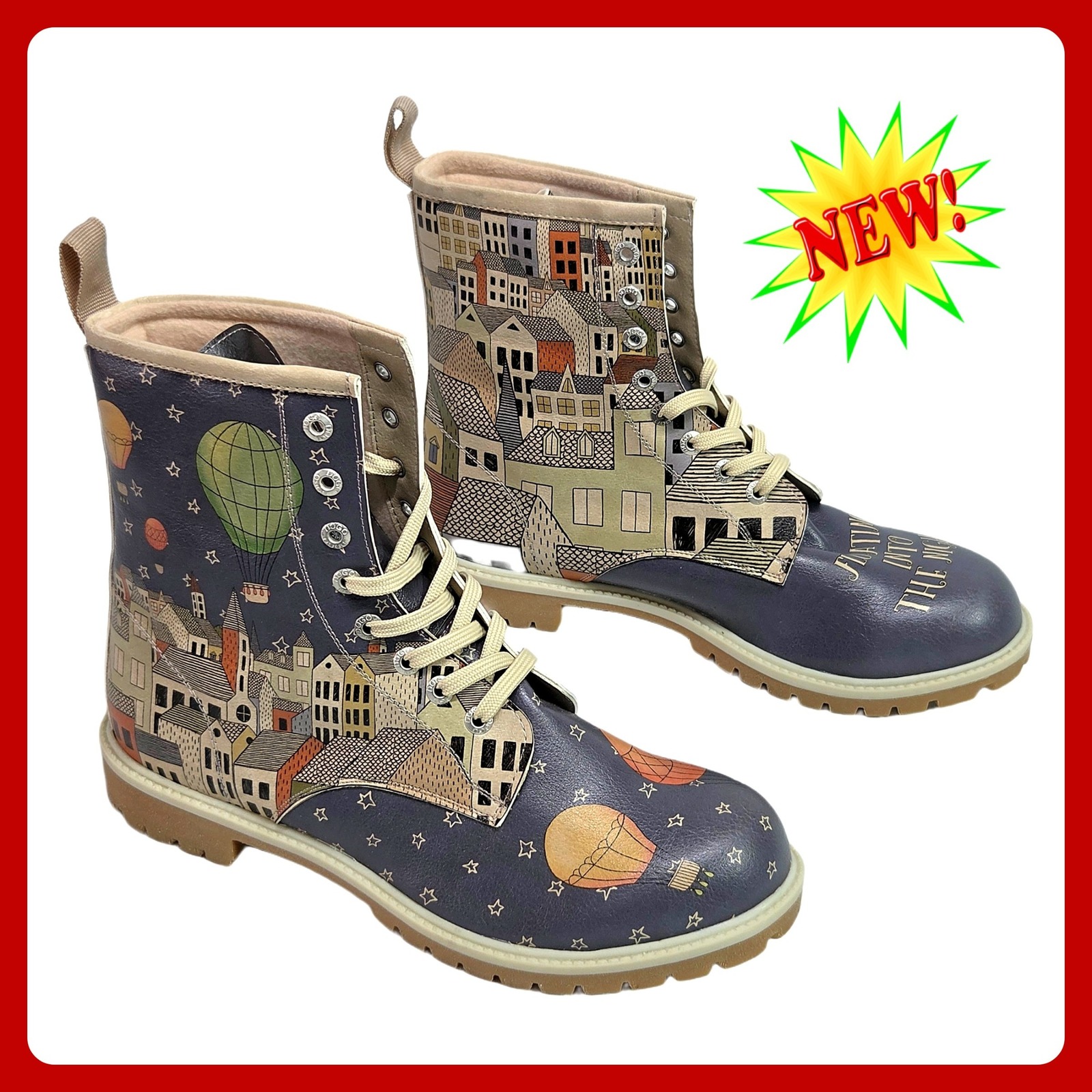 Dogo Floating Into The Night Boots Us 10 Eu 41 Graphic Hot Air Balloon New